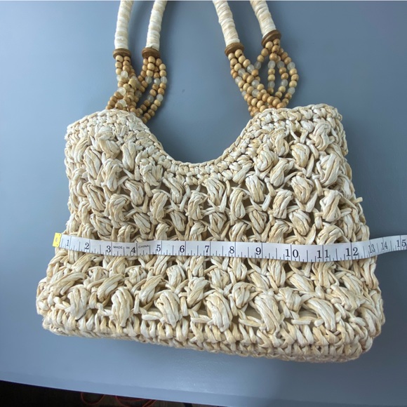 Cappelli straw rattan weaved beaded summer hobo bag - Picture 6 of 8